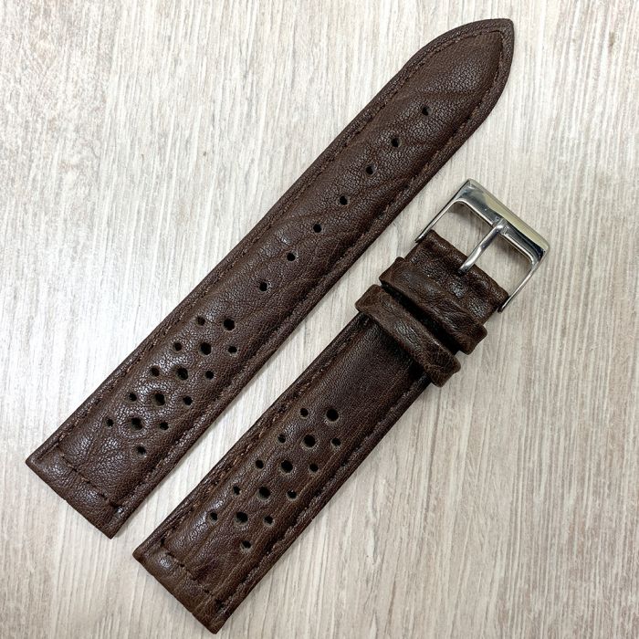 Шкіряний перфорірованний ремінець для годинника 22мм