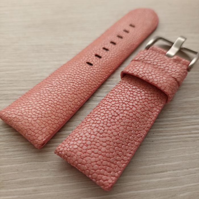 Ремінець для годинника 24 мм шкіра ската рожевий