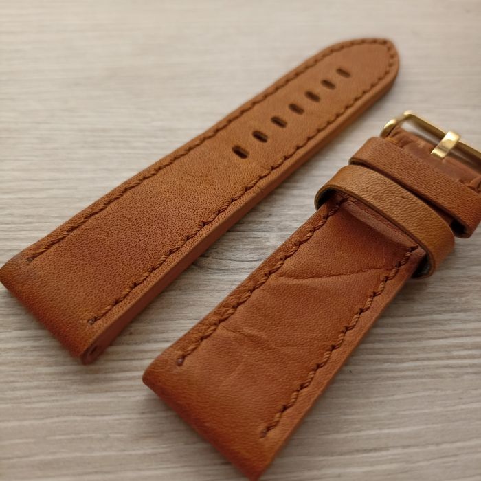 Ремінець для годинника 24 мм шкіра гарчичний