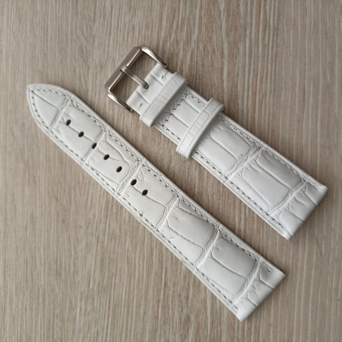 Ремінець для годинника 24 мм шкіра білий