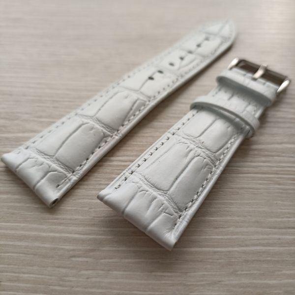 Ремінець для годинника 24 мм шкіра білий