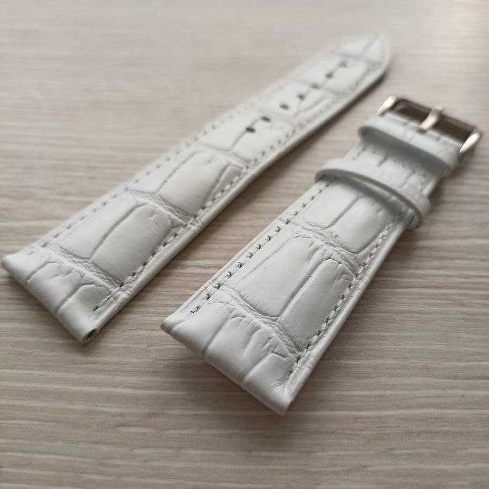 Ремінець для годинника 24 мм шкіра білий