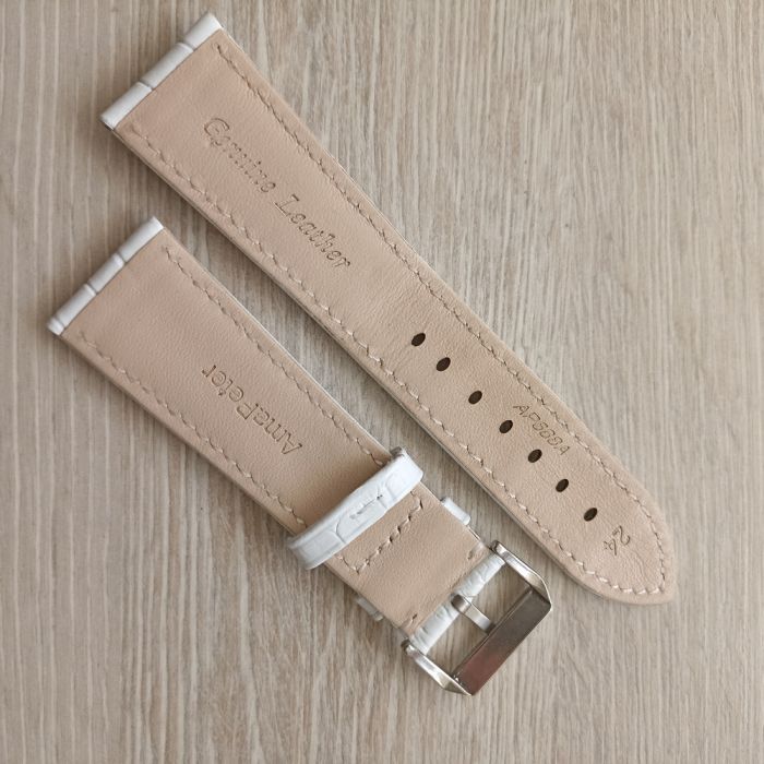 Ремінець для годинника 24 мм шкіра білий