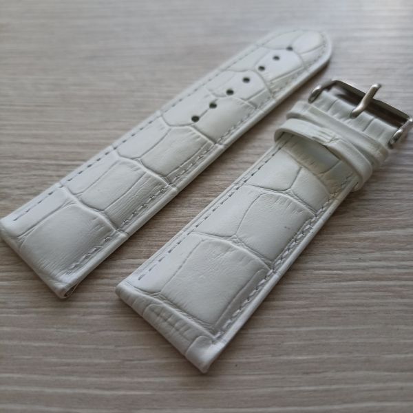 Ремінець для годинника 24 мм турецька шкіра білий