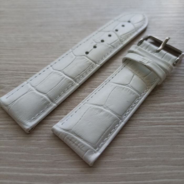 Ремінець для годинника 24 мм турецька шкіра білий