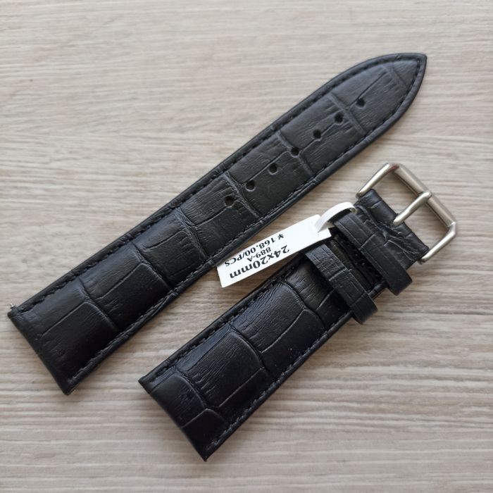 Ремінець для годинника 24 мм чорний