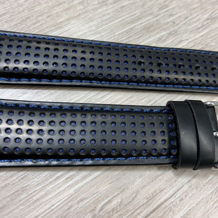 Перфорірована шкіра, ремінець темно синій 20мм