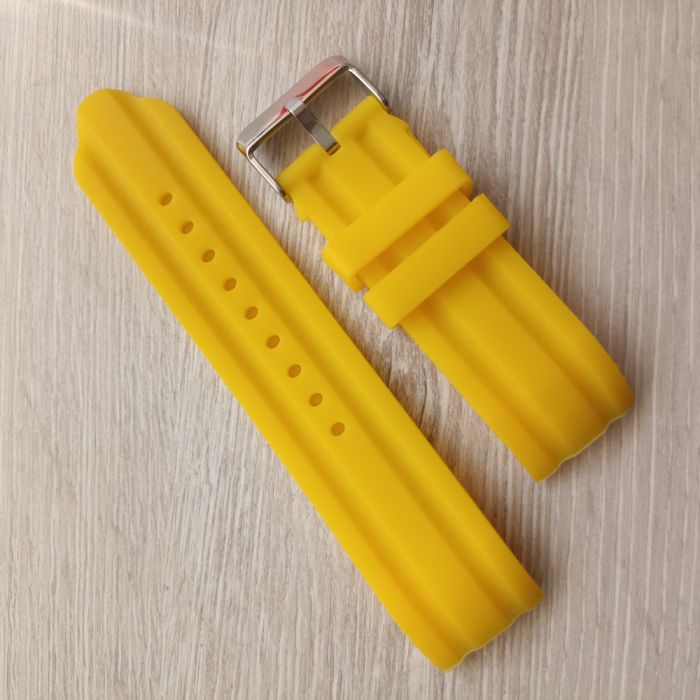 Силіконовий ремешок з полукругом для годинника 24мм жовтий