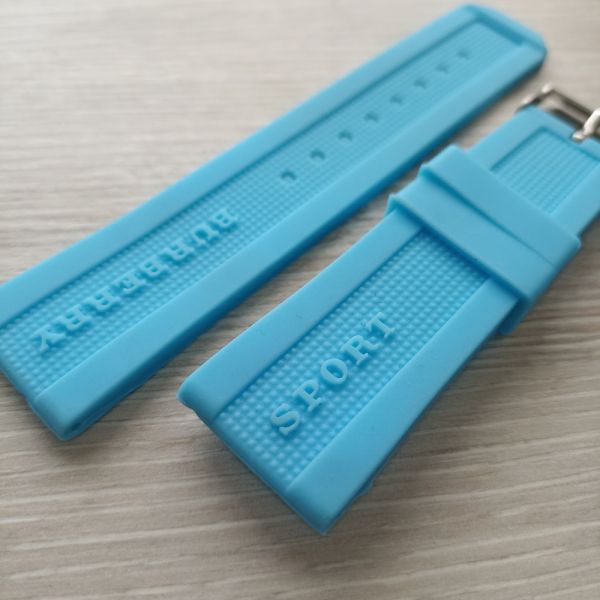 Силіконовий ременець для годинника 24мм блакитний ремінець