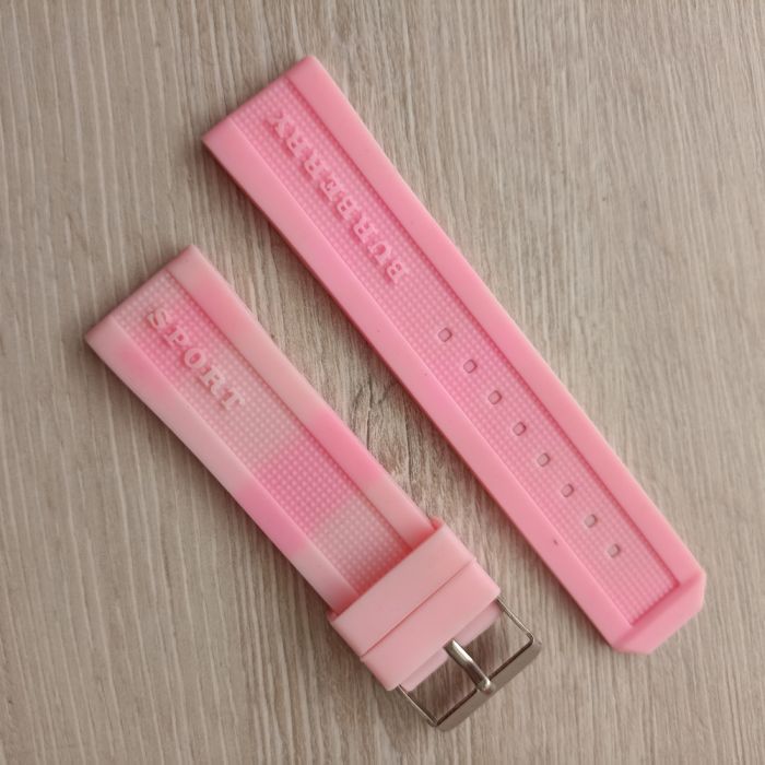 Силіконовий ремешок з полукругом для годинника 24мм рожевий ремінець