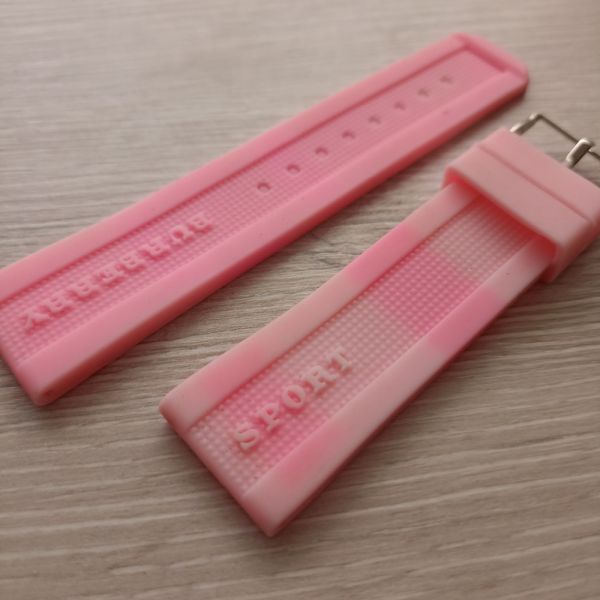 Силіконовий ремешок з полукругом для годинника 24мм рожевий ремінець