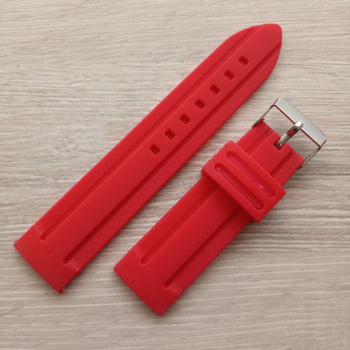 Силіконовий ремешок для годинника 24мм червоний силіконовий ремінець