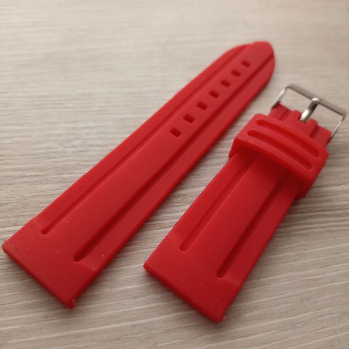 Силіконовий ремешок для годинника 24мм червоний силіконовий ремінець