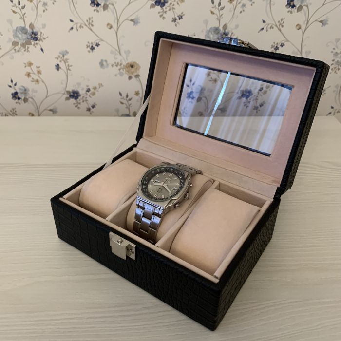 Шкатулка для годинника чорна на 3 пари,  3 шт