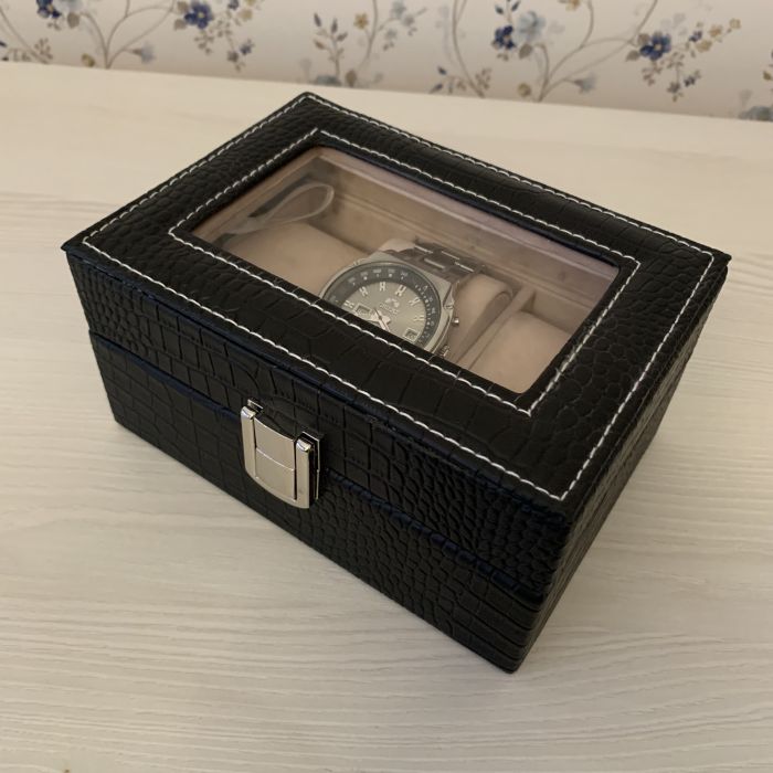 Шкатулка для годинника чорна на 3 пари,  3 шт