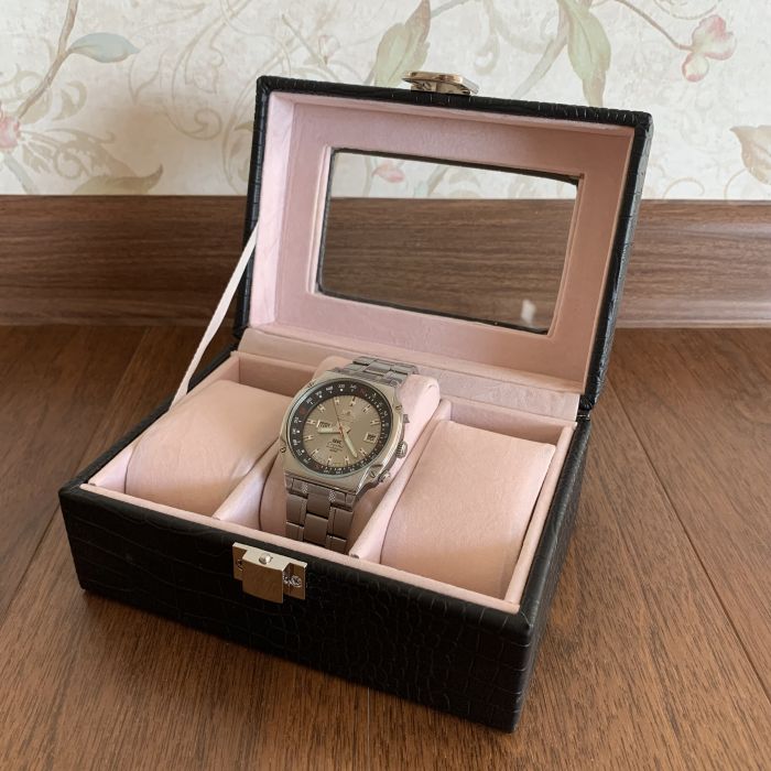 Шкатулка для годинника чорна на 3 пари,  3 шт