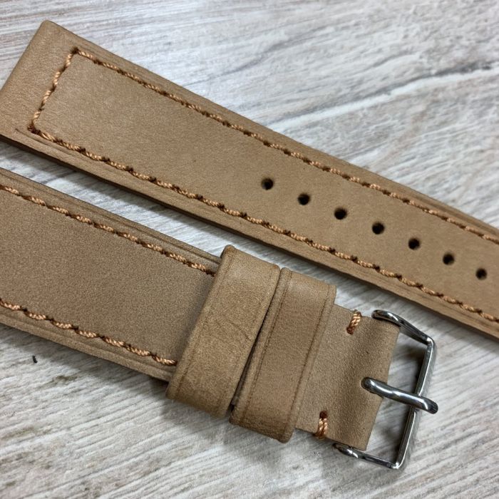 Шкіра нубук, бежевий ремінець для годинника, 22мм