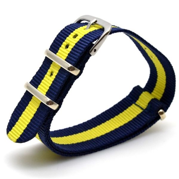 Ремінець для годинника 20мм, тканина, блакитний з жовтим